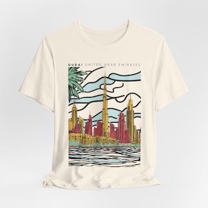 Dubai UAE Shirt - Unisex Dubai Skyline Vintage Style Graphic Shirt, Perfect UAE Travel Gift