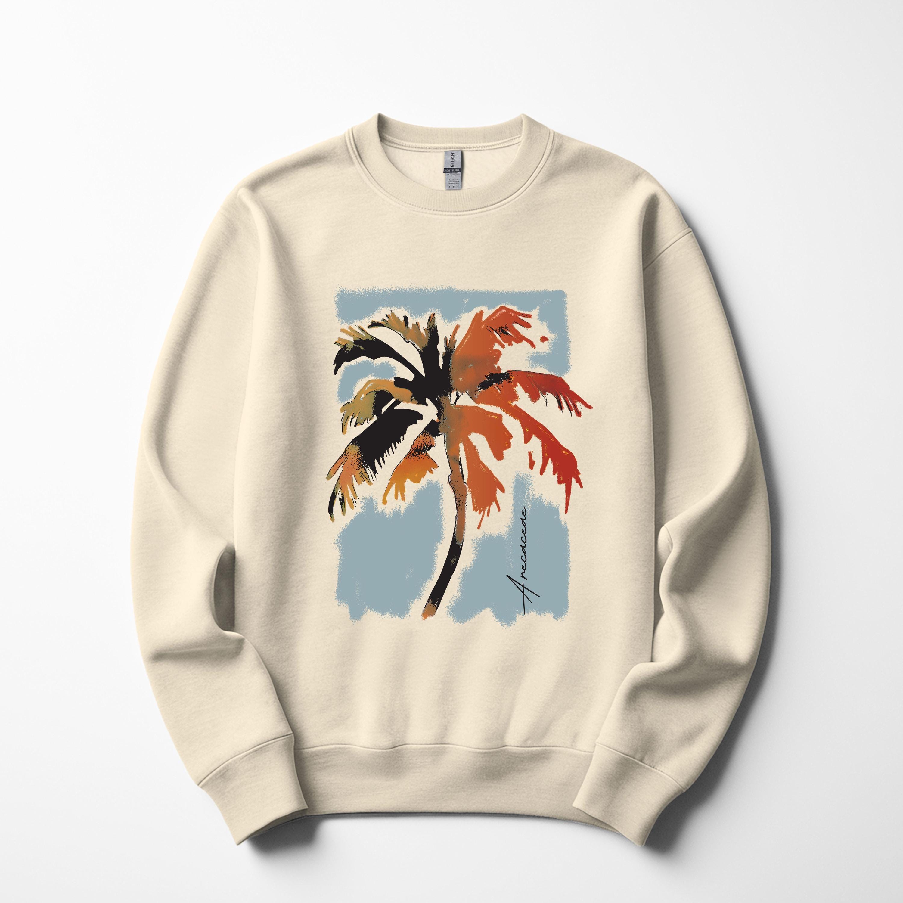 Vintage Palm Tree Crewneck Sweatshirt: Botanical Graphic Pullover