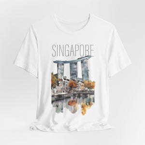 Maglietta grafica da viaggio a Singapore, top con paesaggio urbano in stile vintage, regalo perfetto per lei, regalo unico per il viaggio a Singapore