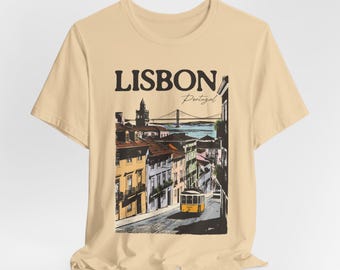 Lisbon Portugal Tee - Unisex Lisbon Graphic Shirt, Portugal Vintage Style Travel Gift, Perfect Gift for Her