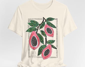 T-shirt papaya boho - Uniseks papaya bloemen grafisch shirt voor fruit- en bloemenliefhebbers, perfect cadeau voor haar, vintage boho-T-shirt