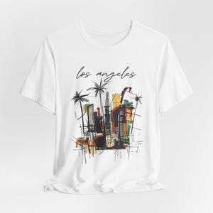 Artsy Los Angeles Gift - Unisex Artistic LA Cityscape Graphic Shirt, Unique Retro Style California Top, LA Travel Gift  for Art Lovers