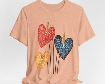 Floral Anthurium Graphic Tee: Unisex Plant Lover T-Shirt