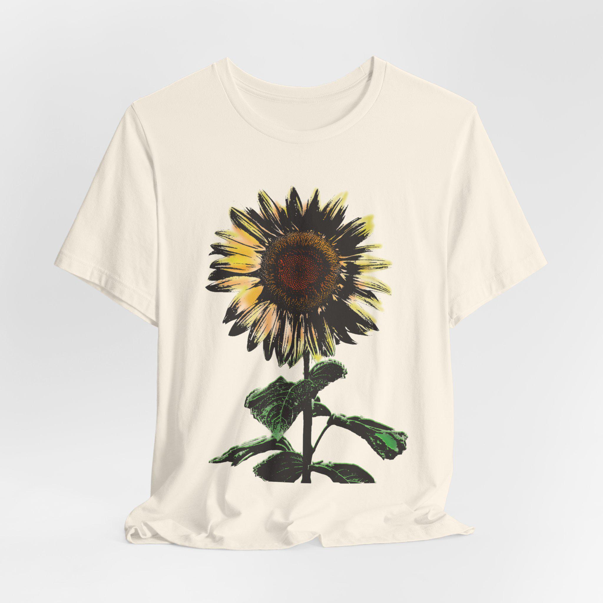 T-shirt Minimaliste Tournesol Vibe - Taille M - Blanc Fleuri - Coton - Occasion Très Bon état