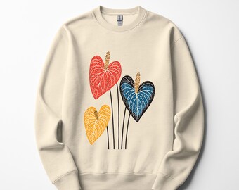 Anthurium Floral Sweatshirt: Unisex Tropical Plant Illustration