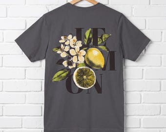 Lemon Blossom Shirt, Unisex Vintage Style Floral Tee, Front And Back Graphic,Boho Summer