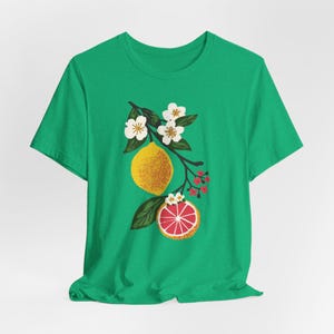 Artistic Fruit Shirt - Minimalist Lemon Blossoms Tee, Unisex Botanical Graphic Tee, Vintage Style Gift for Her, Perfect for Fruit Lovers