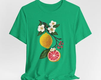Lemon Blossoms Graphic Tee: Unisex Vintage Fruit Shirt