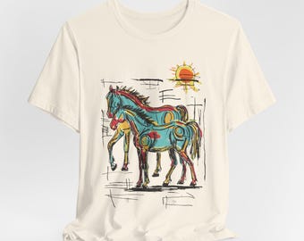 Abstract Horse Shirt: Unisex Vintage Equestrian Tee