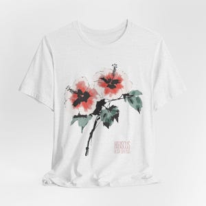 Hibiscus Tee - Unisex Hibiscus Flower Graphic Top, Gift for her, Vintage Style Shirt, Boho Floral Tee