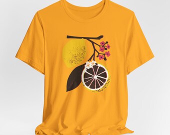 Lemon Painting Shirt: Unisex Botanical Fruit Graphic Tee