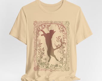 Boho Cat Graphic Tee: Unisex Vintage Floral Shirt