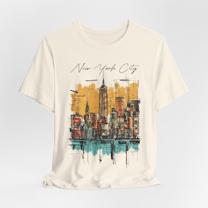 Artsy New York Shirt - Unisex NY Cityscape Graphic Shirt, Artistic Retro Style NYC Skyline Top, Gift for City & Art Lovers