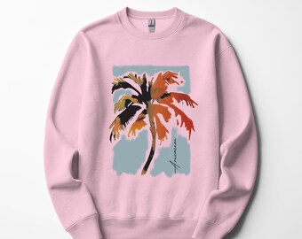 Vintage Palm Tree Crewneck Sweatshirt: Botanical Graphic Pullover