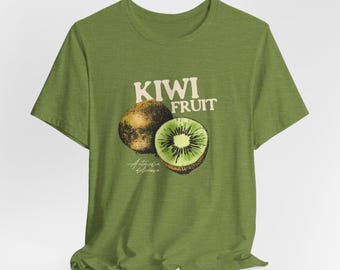 Camiseta unisex con estampado botánico vintage de kiwi