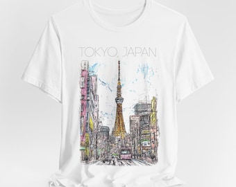 Tokyo Urban Cityscape Illustrated Tee - Vintage Style Japan Shirt