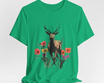 Camiseta Boho Deer & Flowers: Camiseta estilo vintage para amantes de animais