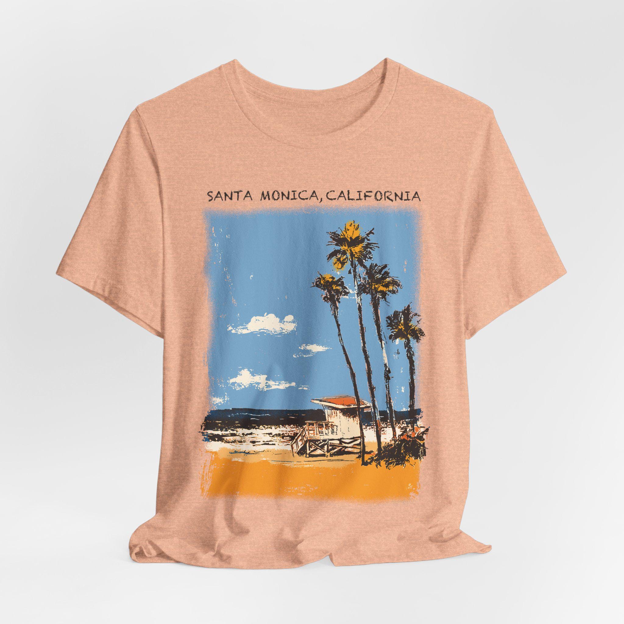 Santa Monica Illustration T-shirt: Retro California Beach Top - Etsy