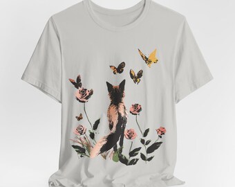 Boho Fox & Roses Graphic Tee - Unisex Animal Lover Shirt