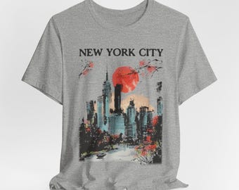 Koszulka graficzna NYCscape: unisexowa koszulka w stylu vintage z motywem Nowego Jorku