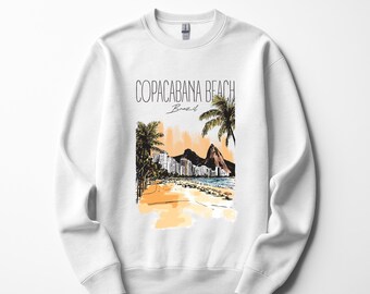 Sudadera de cuello redondo Copacabana Brasil: suéter playero tropical estilo retro