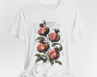 Pomegranate Graphic T-Shirt: Unisex Boho Floral Tee