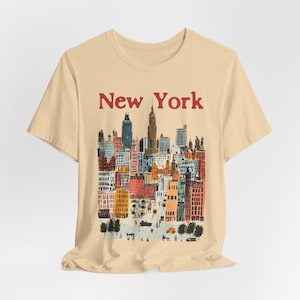 New York Graphic Tee - Unisex Abstract NYC Skyline Shirt, Vintage Style Urban New York Skyline Tee,  NY Travel Gift