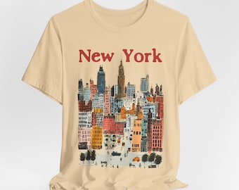 Vintage New York Skyline Graphic Tee - Unisex NYC Travel Shirt
