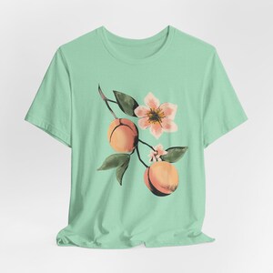 Peaches Tee - Unisex Peach Blossoms Top, Foodie & Fruit Lovers Shirt, Floral Graphic Shirt, Gift for her, Vintage Style Top, Fruit Tee