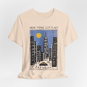 New York City, NY Illustration Top - Unisex Abstract NYC Skyline Shirt, Vintage Style Urban New York Skyline Tee,  NY Travel Gift