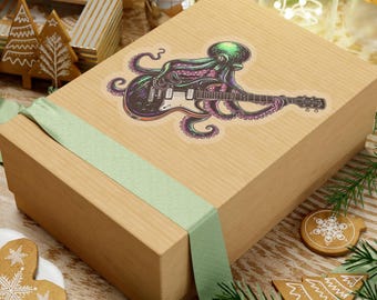Octopus Playing Guitar Sticker: Ocean Music Lover Gift