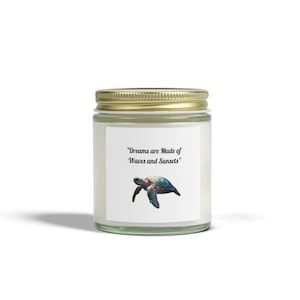 Relax and Unwind with Coconut Apricot Candles (4oz & 9oz) - Beautiful Sea Turtle Print, Perfect for Gifting!