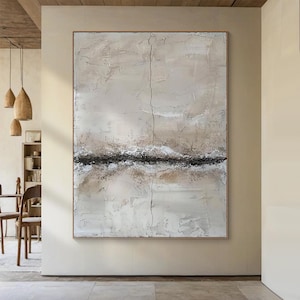 Large grey wabi-sabi wall art decor, beige abstract wall art decor, original grey textured wall art, modern living room decor