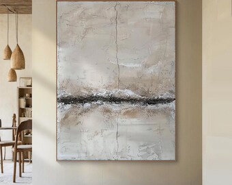 Large grey wabi-sabi wall art decor, beige abstract wall art decor, original grey textured wall art, modern living room decor