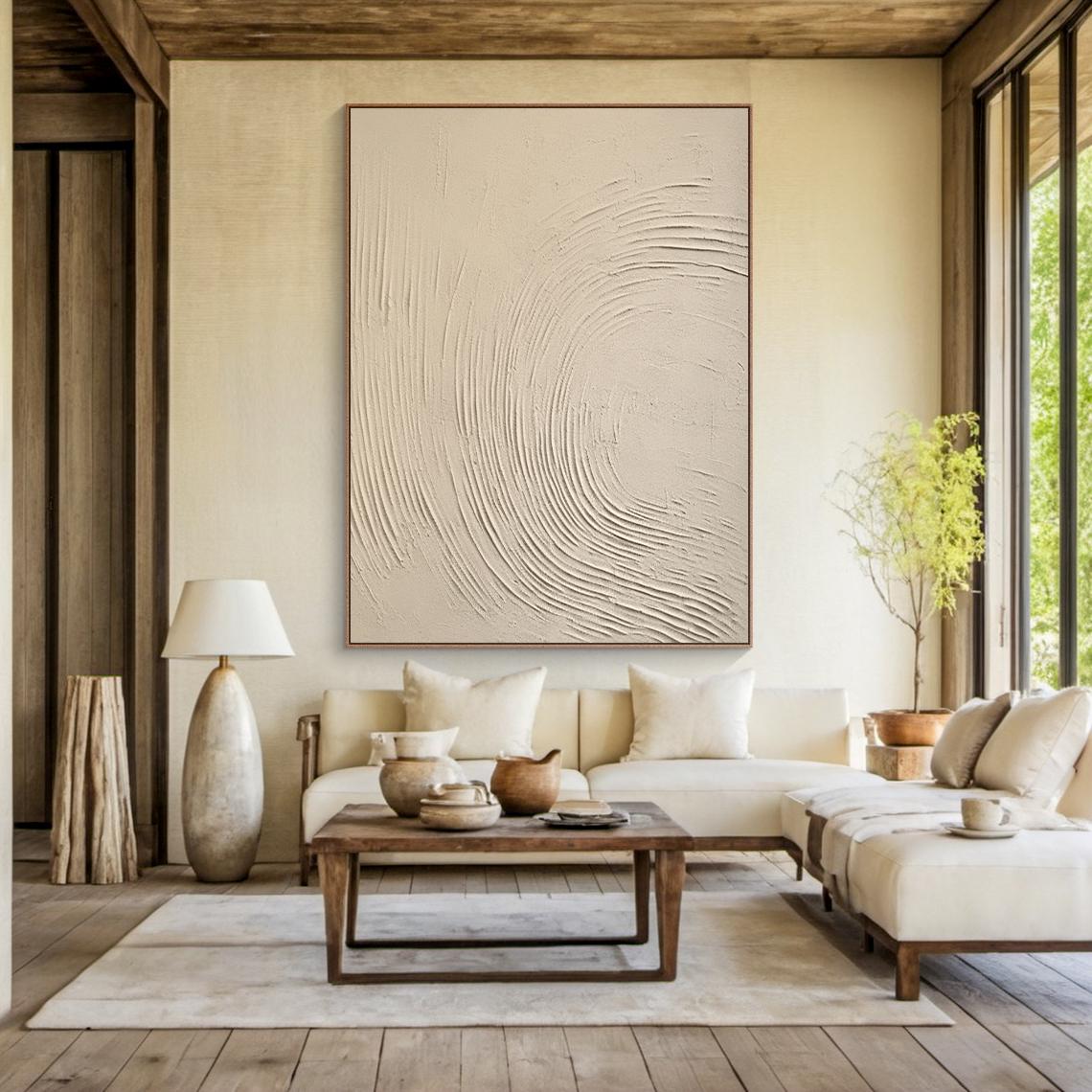 Pure beige textured wall art pure beige minimalist painting pure beige minimalist living room wall art large 3d textured canvas painting