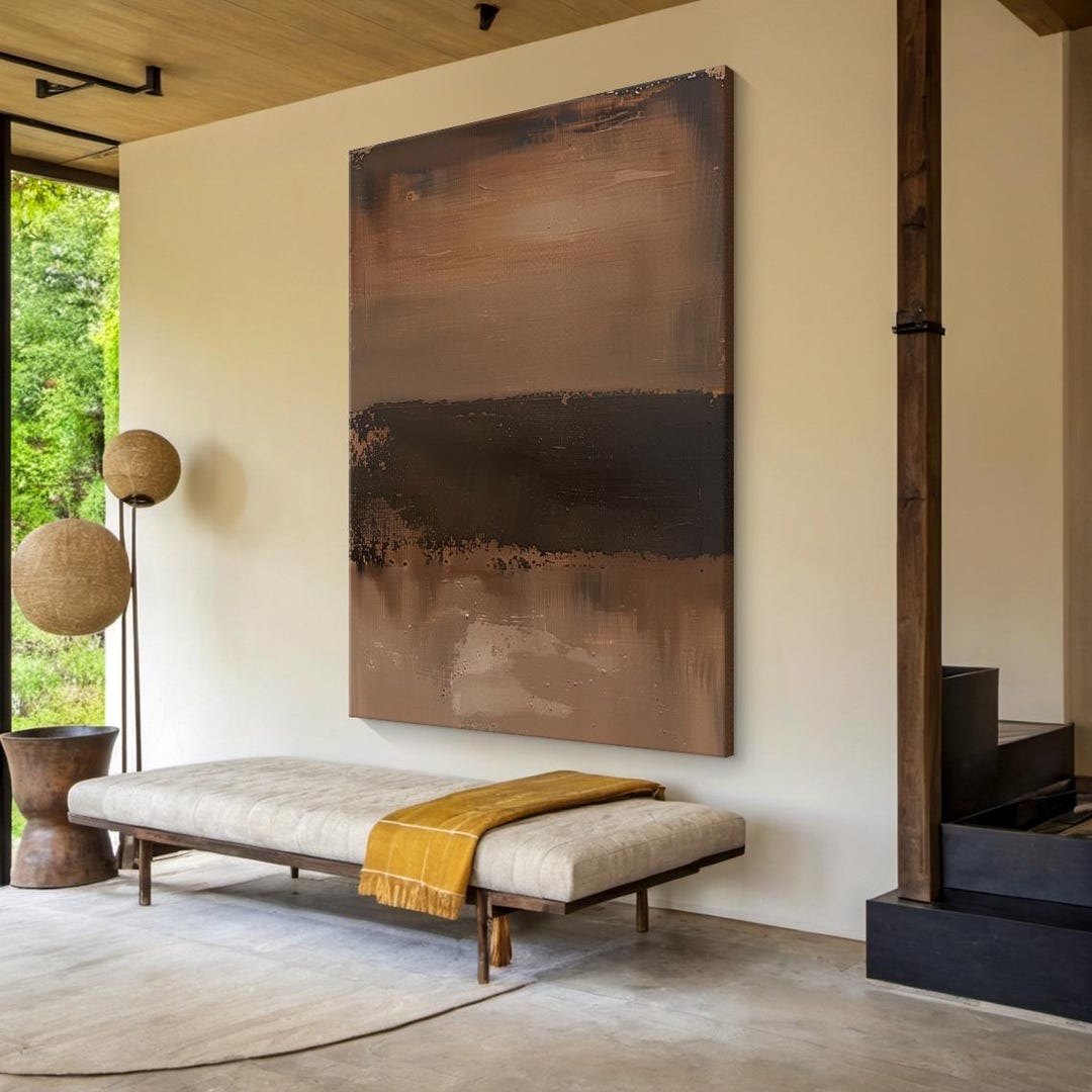 Original Brown Wabi Sabi Wall Art Brown Abstract Painting Large Brown ...