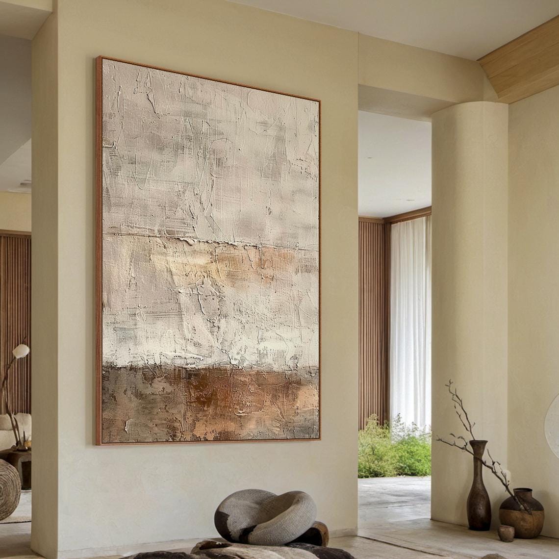 Wabi Sabi Textured Abstract Painting, Earth Tone Plaster Wall Art ...