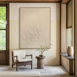 Large beige minimalist wall painting, original beige texture painting, beige modern minimalist abstract painting, beige minimalist art