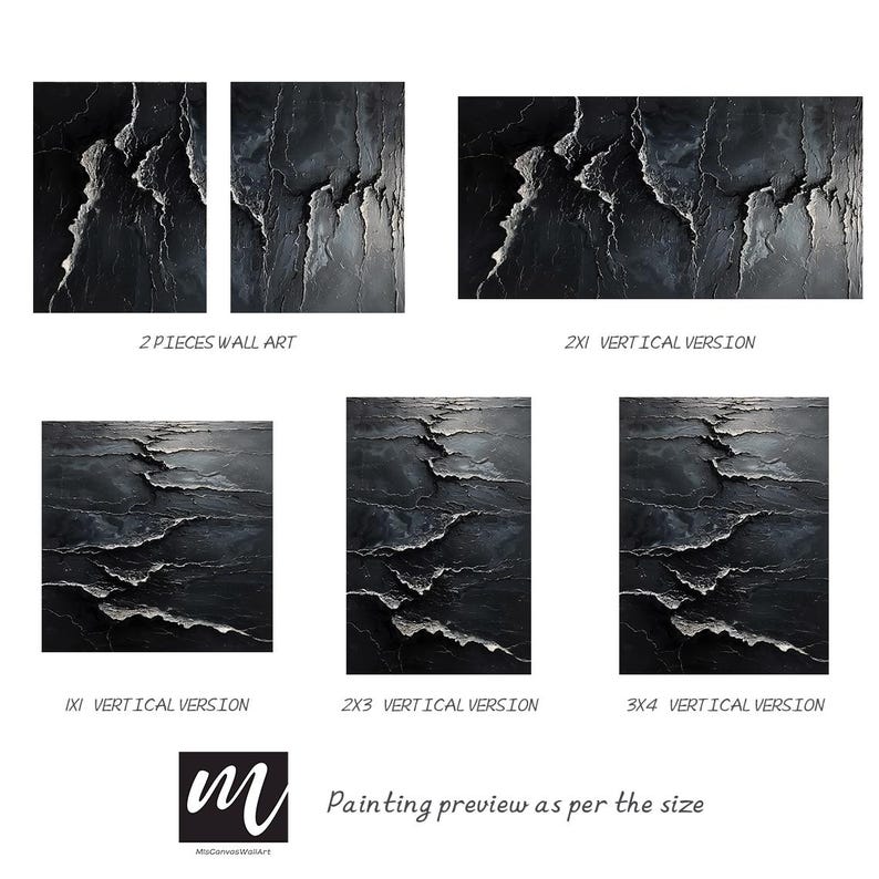 Black Wabi Sabi Wall Art Black Minimalist Abstract Oil Painting Canvas ...