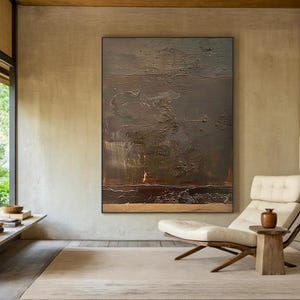 Tan Texture Wall Art Tan Minimalist Painting Tan Minimalist Living Room ...