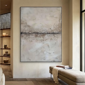 Grey and white wabi-sabi style wall art, large grey and white abstract wall art, black textured wall art, wall decor