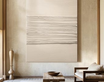 Original Beige Wabi Sabi Wall Art Beige Abstract Painting Large Beige Simple Wall Art Beige Textured Canvas Painting Neutral Wall Art Decor