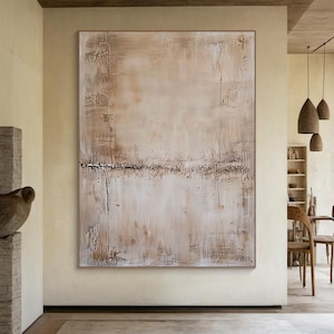 Cream Wabi Sabi Wall Art, Large Cream Abstract Art, Cream Textured Wall Art, Original Hand Painted Painting, Modern Living Room Decor
