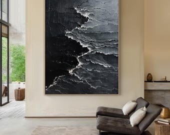 black textured minimalist wall art grey minimalist art black 3d textured painting textured wall art living room decor
