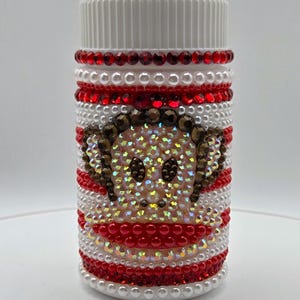 Rhinestone Bling Bedazzled Pill Bottle - Sock Monkey