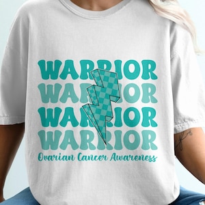 Retro Ovarian Cancer Warrior Svg, Ovarian Cancer Awareness Svg Png, Teal Ribbon Svg Cricut File