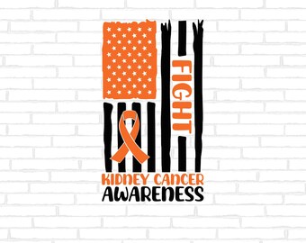 Kidney Cancer Awareness Png Svg, Kidney Cancer Flag Svg Cricut, Orange Ribbon Png Sublimation Designs