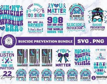 Suicide Prevention Awareness SVG PNG Bundle, You Matter Mental Health (Digital Download)