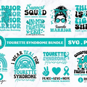 Tourette-syndrom Bewusstseins-Svg-Bundle, Tourette-syndrom Bewusstsein Png-Bundle, Tourette-syndrom Krieger Unterstützung Familie Sublimation Designs