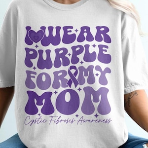 Retro I Wear Purple for My Mom Svg, Cystic Fibrosis Awareness Svg Png, Purple Ribbon Svg, CF Support Svg Cricut File Sublimation